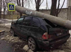 В Кишиневе на BMW X5 упал столб