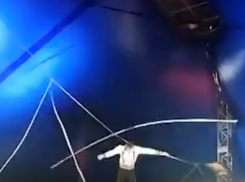 Упавший с огромной высоты канатоходец встал и поклонился зрителям на видео