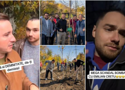 Посадка деревьев с мэром Чебаном обернулась конфликтом между блогерами Эмилианом Крецу и Кэтэлином Лунгу