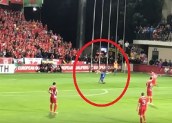 Комическую ситуацию с убежавшим от преследования и бросившимся на колени перед валлийцами мужчиной сняли на видео