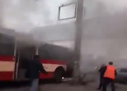 На Ботанике утром загорелся троллейбус