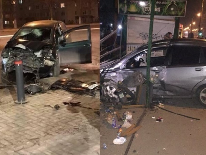 Ночные автокатастрофы с пострадавшими мужчинами и разбитыми машинами произошли в Кишиневе