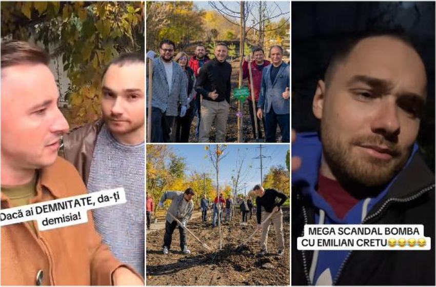 Посадка деревьев с мэром Чебаном обернулась конфликтом между блогерами Эмилианом Крецу и Кэтэлином Лунгу