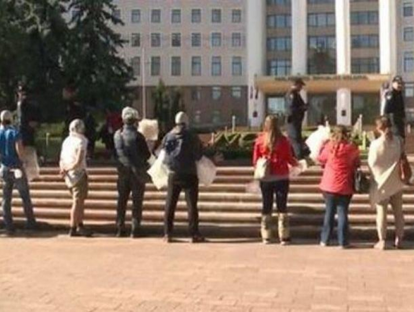 Перед зданием парламента прошел флэшмоб против использования пластиковых пакетов