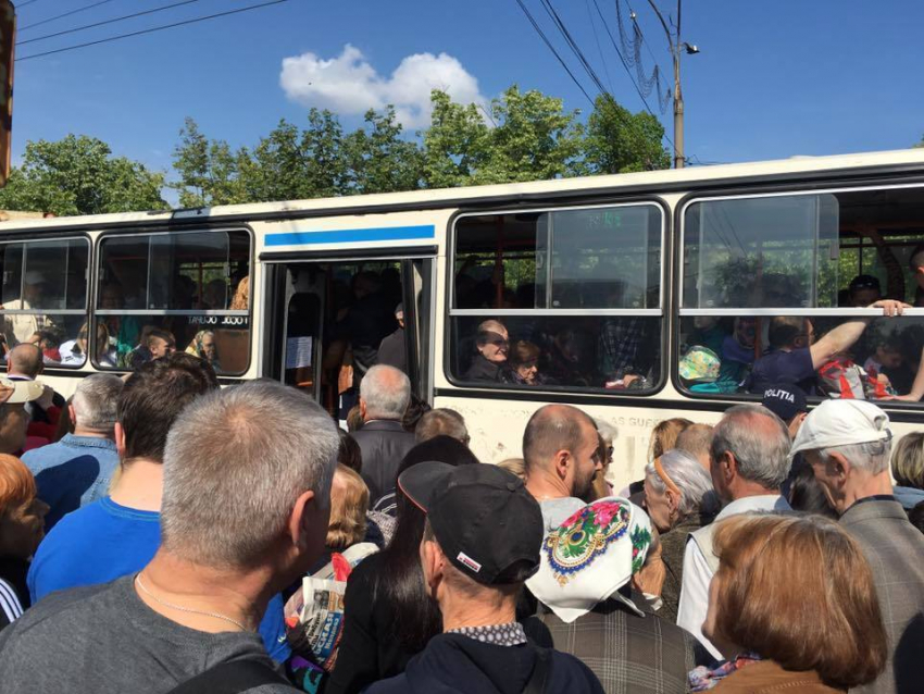 В Кишиневе люди берут штурмом бесплатные автобусы до Дойны 