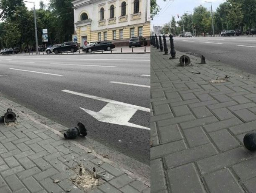 На бульваре Штефана чел Маре уничтожают парковочные столбики