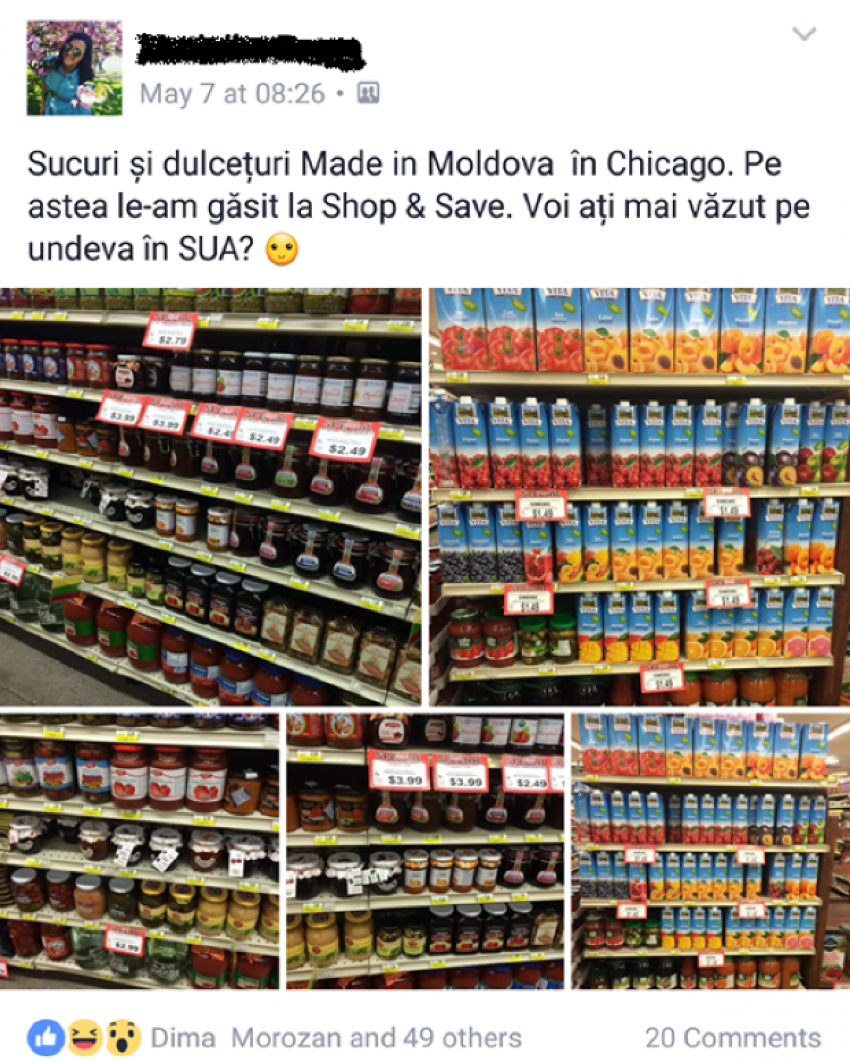 Молдавские соки и джемы обнаружили на полках магазинов в Америке 