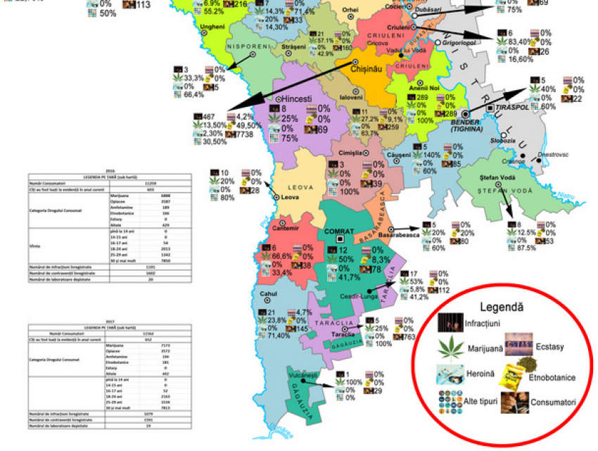 Впервые полиция опубликовала карту распространения наркотиков в Молдове