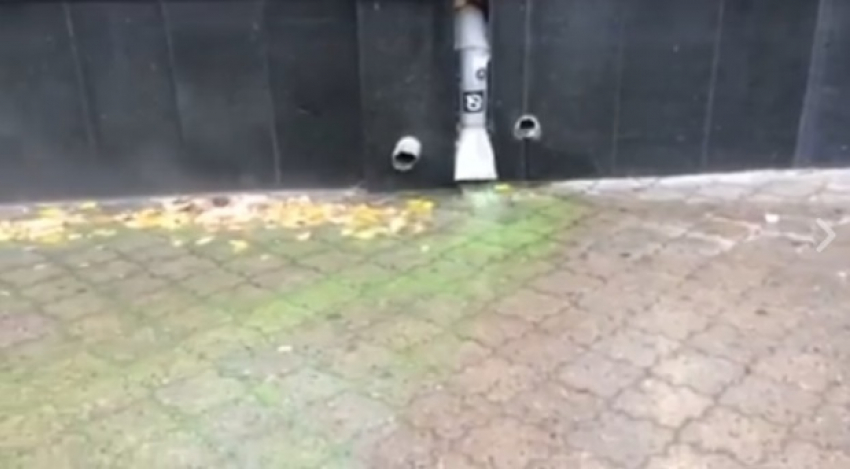 В центре Кишинева по тротуару тек зеленый кипяток