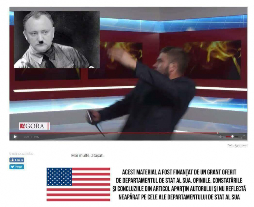 Финансируемый Госдепом США молдавский сайт представил Додона в образе Гитлера 