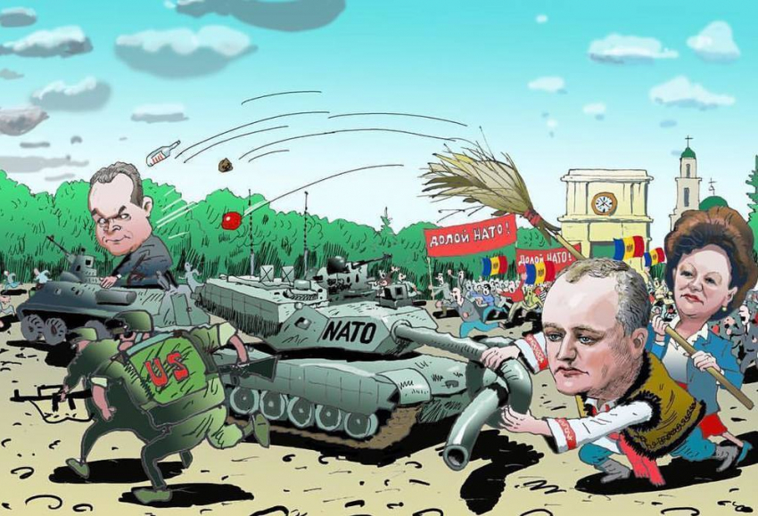 Известный карикатурист показал, как технику НАТО и Плахотнюка выгоняли с площади в Кишиневе 