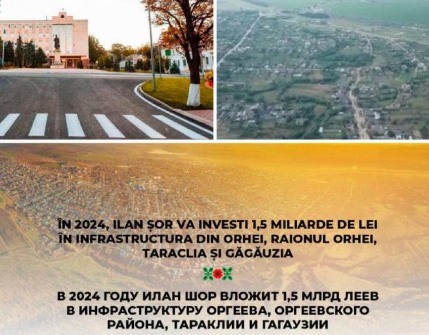 Илан Шор: В 2024 году я инвестирую 1,5 млрд. леев в развитие Гагаузии, Тараклии, Оргеевском районе и Оргееве